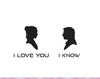 Star Wars Embroidery Design I love you I know movie tv design geek embroidery design leia & han portrait embroidery jedi at at embroidery