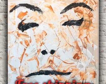 Abstract face Acrylic painting on canvas Modern Art Original Large painting Calming painting Brown painting for house Famous artist Gift Art