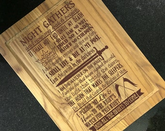 Game of Thrones, Cutting Board, Oath from the Night Watch, Engraved Custom Cutting Board, Birthday Gift, Host Gift, Housewarming Gift,