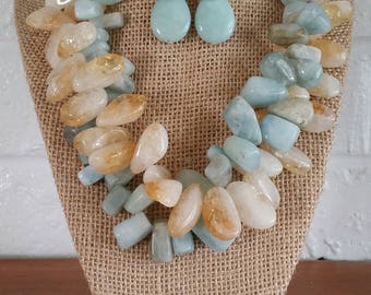 Aquamarine, Big Bold Chunky Necklace, Big Chunky Necklace, Chunky Statement Necklace, Stone Jewelry, Bold Stone Necklace, Statement Necklace