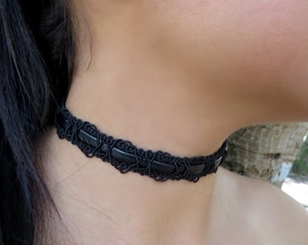Black Choker Necklace, Velvet Choker, Patterned Choker Necklace, Bohemian Choker, Boho Jewelry, Black Choker, Leather Choker, Trendy Jewelry
