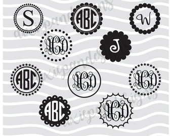Circle Monogram Frames, svg, dots, initials frames, dxf, digital download, instant download, cut file, silhouette, cricut, letter frames