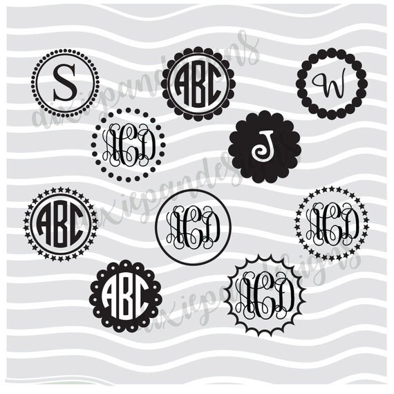 Circle Monogram Frames svg dots initials frames dxf