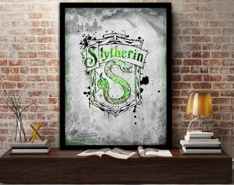 Slytherin,House, Print, Poster, Fan Art, Harry Potter, Crest, Hogwarts, Evil, Death Eater