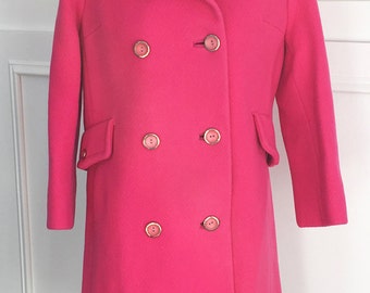 1960s Hot Pink Mod Vintage Double Breasted Coat (10059CL)