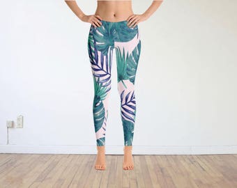 Palm Leaf Tights, Pal Leaf Leggings, Graphic Tights, Graphic Leggings,Yoga Tights,Yoga Leggings,Yoga Pants, Hippie Pants, Banana leaf Tights
