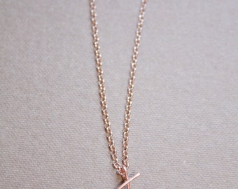 Letter J Necklace, Rose Gold Initial Necklace, Cursive Letter Necklace, Lowercase Initial Necklace, Personalized Necklace, Di & De