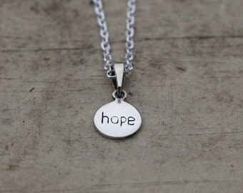 Silver Pendant Necklace, Hope Necklace, Disc Necklace, Silver Disc Necklace, Silver Pendant, Silver Chain, Silver Pendant, JP0022