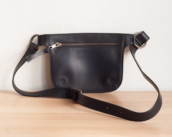Black Leather Bag, Belt Bag, Fanny Pack Bag,Black Bag Woman, Leather Hip Bag, Festival Fanny Pack,Soft Leather Bag,Belt Purse