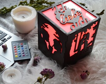 Love gifts for him, Wooden night light, Love room decor, Girlfriend birthday gift, Custom artwork gift, Couple bedroom decor, Couple lamp
