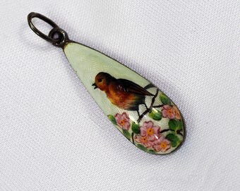Antique Silver Pendant Enamel Painted Miniature