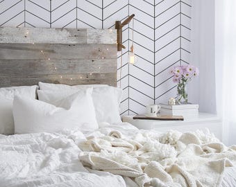 Simple Herringbone Wallpaper - Black and White Pattern - Modern Pattern - Removable Wallpaper - Wall Covering - Wall Decor - Mural - 58
