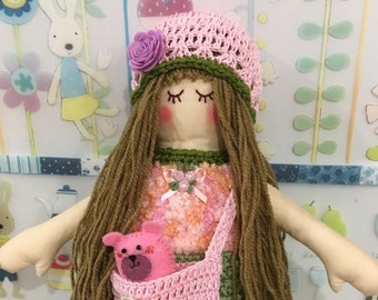 Handmade cloth doll, rag doll, fabric doll