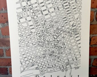 Vintage Downtown Detroit Map 18" x 24" Silkscreened Print