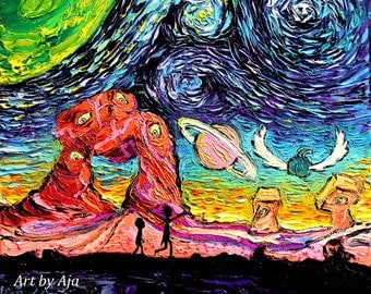 Rick and Morty Art - Starry Night print van Gogh Never Saw Another Dimension by Aja 8x8, 10x10, 12x12, 20x20, and 24x24 inches choose