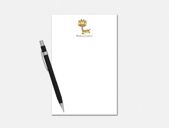 Personalized Giraffe Notepad - Giraffe Notepad - Personalized Notepad for Kids - Personalized Stationery for Kids - Giraffe Stationery
