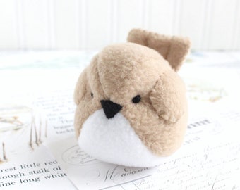 Tan Bird Stuffed Animal Fleece Bird Handmade Plush Bird