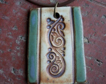 Rustic Swirls Porcelain Pendant 2