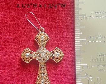 Madonna 80s Style Large Cross Earring~ One Only~ Quality Gold n Crystal~ 1980's Look Fashion Accessories~ Fancy Dress~ Gothic Punk~ Eighties