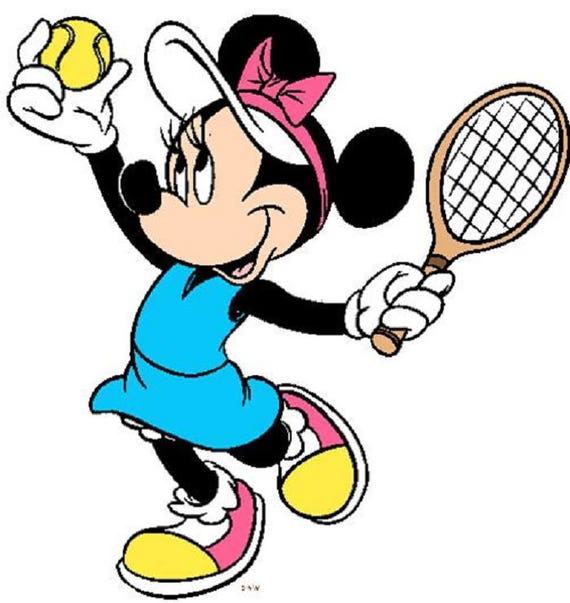 TENNIS PLAYER as Minnie Mouse on One 16 inch Fabric Panel For