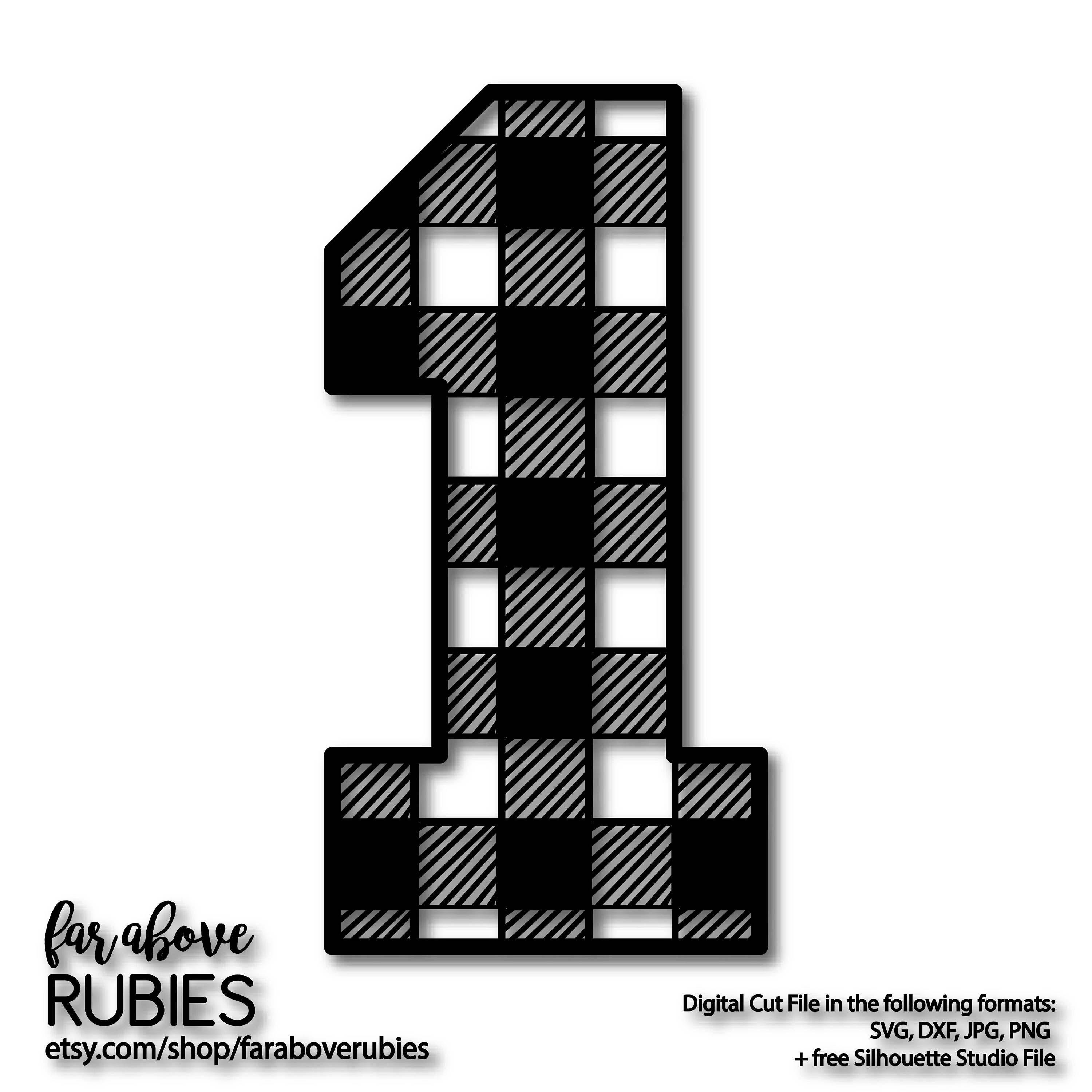 Download Number One 1 in Buffalo Plaid Pattern First Birthday Boy Girl