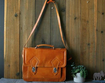 Light Tan Briefcase Portfolio Messenger Bag Expandable 1980s Vintage From Nowvintage on Etsy