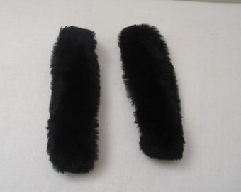 Vintage Black Rabbit Fur Coat Cuffs