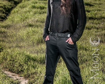 NEW Men's "Gahan" Sateen Rivet Pants in Black or Brown by Opal Moon Designs (Sizes 30-38 waist)