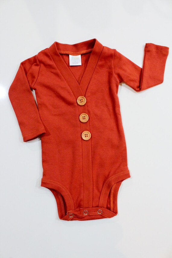 Fall Baby Cardigan. Burnt Orange Cardigan Bodysuit. Baby Boy