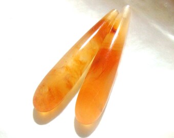 2 pcs, 8x40mm, Beautiful Carnelian Elongated Smooth Teardrop Briolette