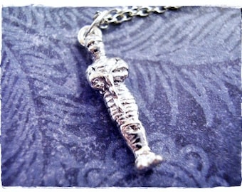 Silver Mummy Necklace - Silver Pewter Mummy Charm on a Delicate Silver Plated Cable Chain or Charm Only