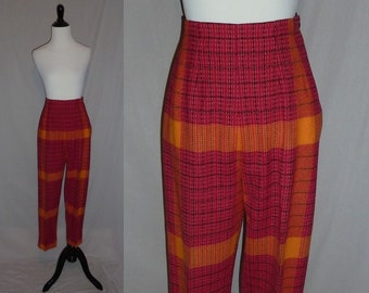 1960s Gray Wool Cigarette Pants with White Pinstripe