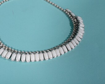 Vintage 1950s Kramer Wedding Necklace White Milk Glass Bridal Fashions 1960s