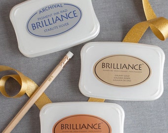 Metallic Ink Pad available in Silver, Gold or Copper | Brilliance Archival Ink Pad | Rubber stamp Ink pad Pigment quick dry ink pad