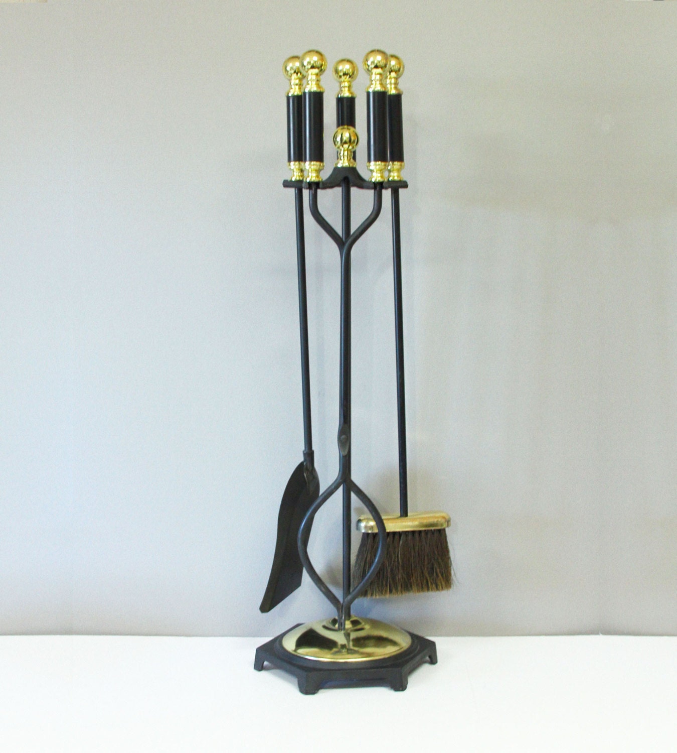 CLEARANCE Fireplace Tool Set with Gold Knob Handles and