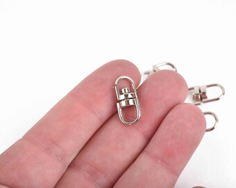30 Silver Metal Swivel Connector Links, for Key Rings, Dog Leashes, 19x9mm, fin0677