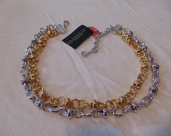 vintage givenchy nwt two tone knots double strand necklace signed