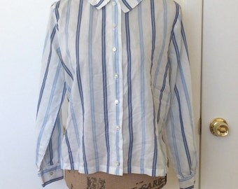 Adorable Vintage Striped Blouse- medium/large