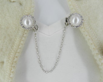 Collar clips, Silver sweater clips, Cardigan brooch, Sweater clip brooch, Sweater guards, Sweater clip clasp, Silver collar clips, Cardigan