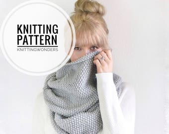 Knitting Pattern | Infinity Scarf Womens Cowl Blanket Scarf / Instant Download PDF Chunky Knit Circle Scarf / Easy Beginner Knit Pattern