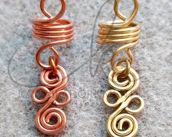Dreadlock bead / braid bead Brass / Copper x 1 pc hair Jewelry 5.5mm, 8mm, 9mm hole