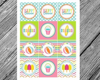 instant download summer fun printable water bottle labels