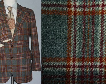 Vintage 1970s Mens Suit / 34 - 36 / Chaps / Polo / Ralph Lauren / Plaid Suit / Flannel / 1970s Suit / Vintage 1970s Mens Clothing / Small