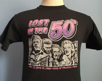 80s Vintage Lost in the 50's 1988 Elvis Presley Buddy Holly James Dean Marilyn Monroe T-Shirt - SMALL