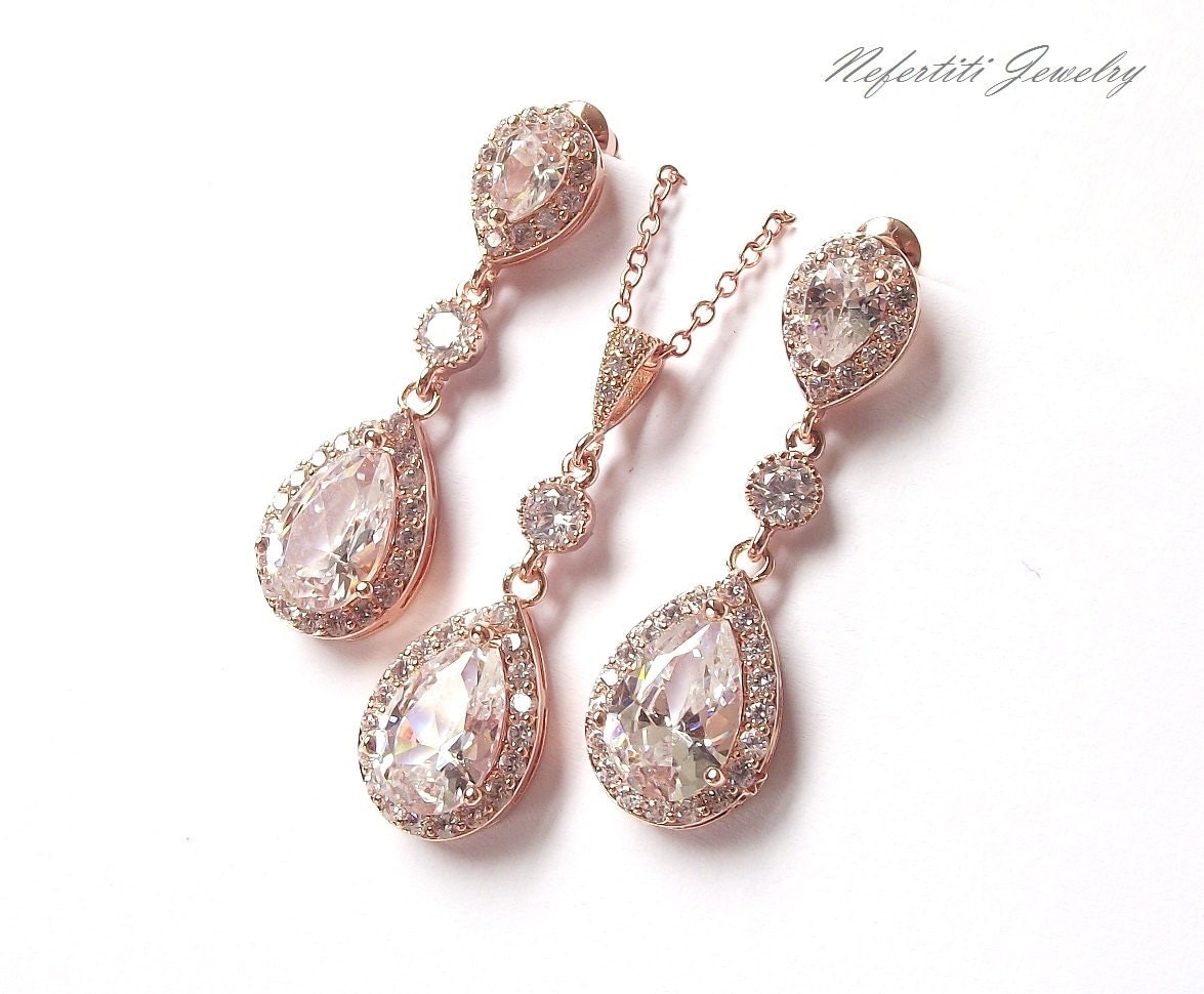 rose gold bridal jewelry set wedding jewelry rose gold