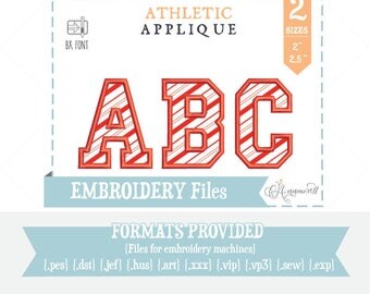 2" and 2.5" Athletic Applique Embroidery Font/Alphabet for Embroidery Machines, College Applique, Varsity Athletic Applique, BX font