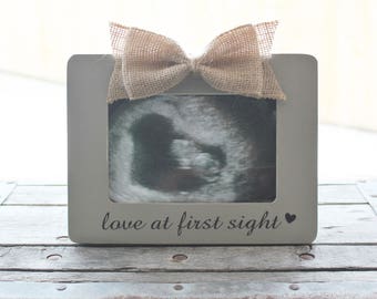 Ultrasound Frame Love At First Sight Frame Baby Shower Gift Ultrasound Gift Newborn Frame Sonogram Frame Gender Reveal Picture