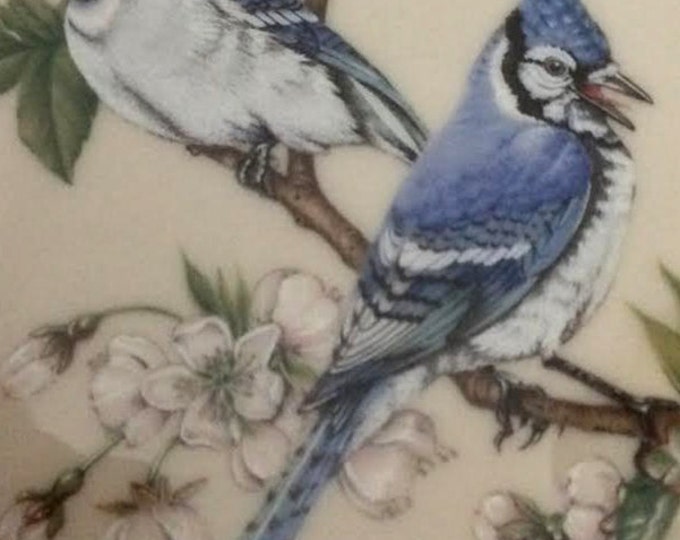 Lenox China Plate Wall Hanging, Collection Garden Birds, Blue Jays, Christmas Gift
