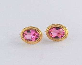 Antique Pink Glass Earrings - 14 karat yellow gold - Euro Backs