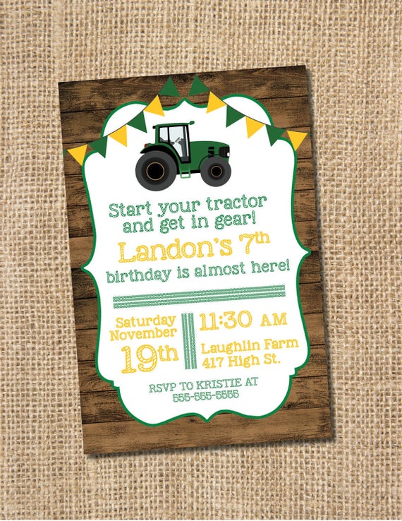 Tractor Birthday Invitation PRINTABLE